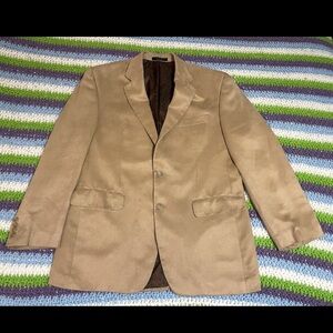 Lauren Ralph Lauren Sport Coat Jacket Men 40R Tan Faux Suede Microsuede Blazer